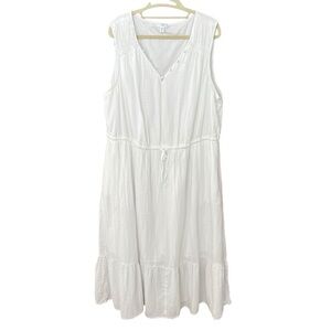 Time and Tru White Maxi Midi Tiered Sleeveless Dress